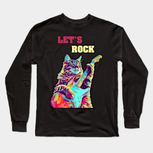 Lets Rock Cat Music Long Sleeve T-Shirt